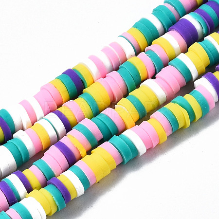 Handmade Polymer Clay Beads Strands CLAY-R089-4mm-107-1