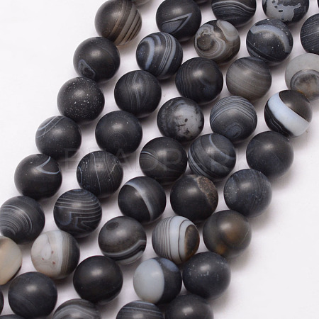 Natural Striped Agate/Banded Agate Bead Strands X-G-K166-12-10mm-03-1