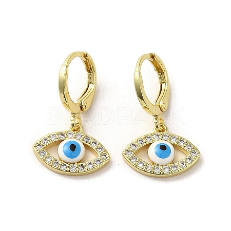 Horse Eye Real 18K Gold Plated Brass Dangle Leverback Earrings EJEW-Q797-23G-05-1