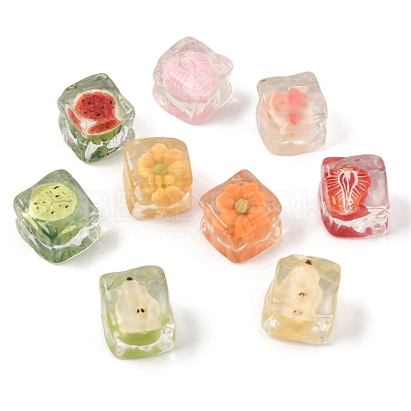 Clear Resin Artificial Ice Cubes with Embedded Flower or Fruit RE-CBAE54B-01-1