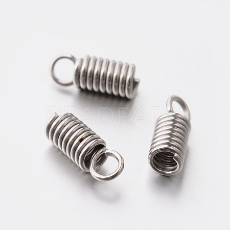 201 Stainless Steel Coil Cord Ends STAS-E077-01-1