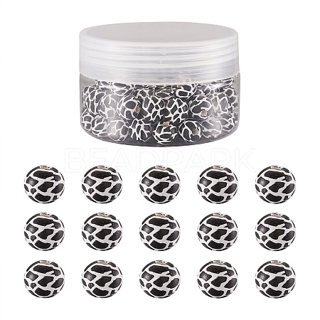 Printed Natural Wooden Beads WOOD-TA0001-57-1