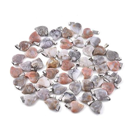 Natural Crazy Agate Pendants with Brass Findings G-R390-02-1