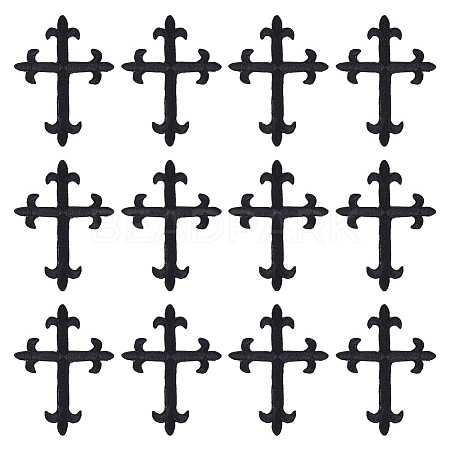 Cross Fleury Polyester Embroidery Iron on Applique Patch PATC-WH0005-44A-1