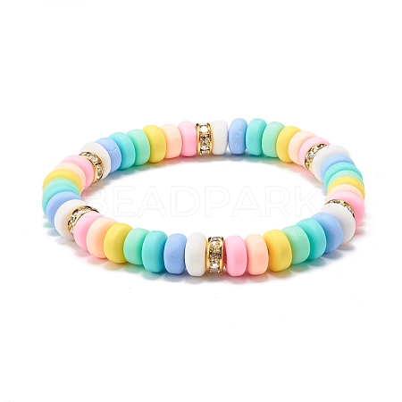 Handmade Polymer Clay Beads Stretch Bracelet for Kid BJEW-JB06872-1