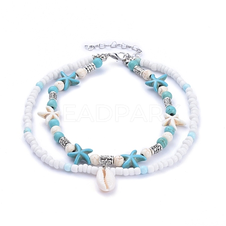 Cowrie Shell Anklets AJEW-AN00244-1