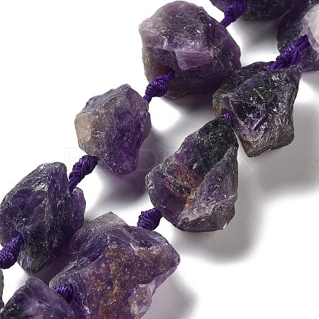 Raw Rough Natural Amethyst Beads Strands G-J388-A11-01-1