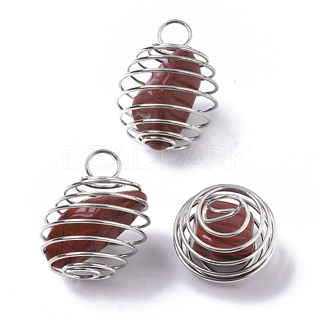 Iron Wrap-around Spiral Bead Cage Pendants IFIN-R239-11P-1