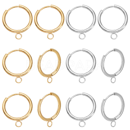 4Pcs 2 Colors Stainless Steel Hoop Earring STAS-LP0001-09-1