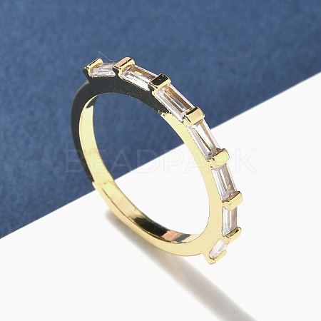 Brass Micro Pave Cubic Zirconia Finger Rings for Women RJEW-H256-10G-02-1