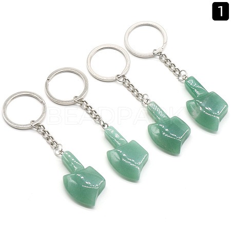 Green Aventurine with Metal Mini Axe Keychain PW-WG4971C-01-1