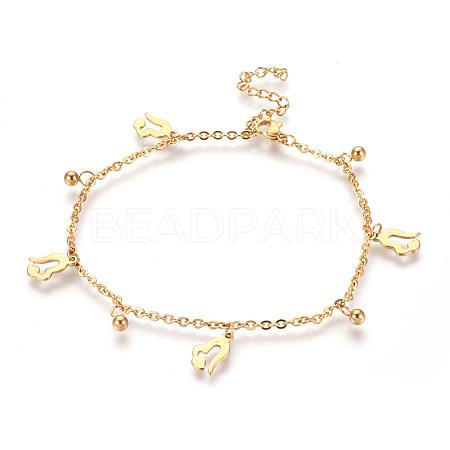 304 Stainless Steel Charm Anklets AJEW-O028-02G-1