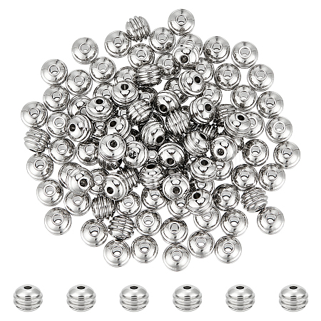 Unicraftale 100Pcs 201 Stainless Steel Grooved Beads STAS-UN0054-90-1