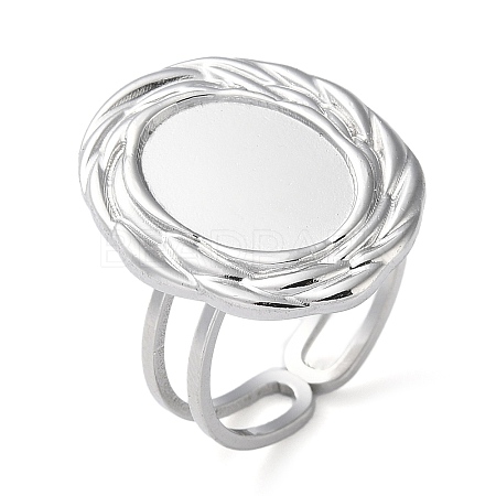 Non-Tarnish 304 Stainless Steel Open Cuff Ring Components STAS-Q308-05P-1