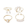 Round Natural Cultured Freshwater Pearl Finger Rings RJEW-JR00856-2