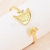 Marine Organism Brass Cuff Bangles for Women BJEW-D368-03K-G-3