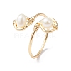 Copper Wire Wrapped Natural Cultured Freshwater Pearl Toe Open Ring X-RJEW-JR00620-1