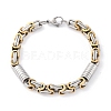 201 Stainless Steel Byzantine Chain Bracelets BJEW-B078-164GP-2