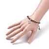 Metallic Cord Braided Bead Bracelet with Word Love and Heart Charm for Women BJEW-JB07674-3