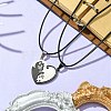 2Pcs 2 Style 304 Stainless Steel Matching Heart Pendant Necklaces Set NJEW-TA00136-3