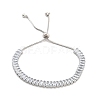 Brass Pave Clear Cubic Zirconia Rectangle Box Chain Slider Bracelets BJEW-YWC0002-05A-P-1
