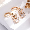 Brass Micro Pave Clear Cubic Zirconia Leverback Earrings EJEW-K300-45G-2