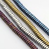 Frosted Square Electroplate Non-magnetic Synthetic Hematite Beads Strands G-P046-08-1