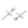 Rhodium Plated 925 Sterling Silver Religion Cross with 925 Stamp & Jump Rings STER-T007-51P-2