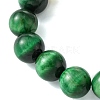 10mm Round Dyed Natural Green Tiger Eye & Acrylic Beaded Stretch Bracelets BJEW-JB10581-4