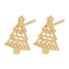 925 Sterling Silver Hollow Christmas Tree Stud Earrings EJEW-F397-01G-2