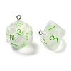 7 Styles Transparent Resin Polyhedral Dice Pendants Set RESI-A029-01K-2