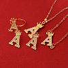 Letter Crown Alloy Rhinestone Pendant Necklaces & Stud Earring & Rings & Bracelet Sets for Women FS-WG4B6BC-02-2