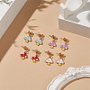 4 Pair 4 Color Enamel Mushroom Dangle Stud Earrings EJEW-JE05158-2