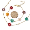 Glass Flower Links Bracelets & Necklaces Sets SJEW-JS01296-3