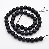 Faceted Round Natural Black Stone Beads Strands G-E302-066-8mm-3