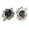 Natural Obsidian Faceted Oval Connector Charms G-G181-06P-06-2