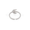 304 Stainless Steel Moon Open Cuff Ring for Women RJEW-S405-224P-2