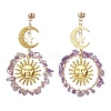 Vintage Natural Amethyst Ear Studs EJEW-JE05807-05-1