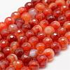 Faceted Natural Striped Agate/Banded Agate Beads Strands G-F447-6mm-H03-1
