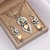 Owl Bohemia Style Alloy & Resin Pendant Necklaces & Dangle Earrings Sets FS-WGD384A-01-2