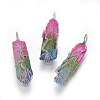 Electroplate Natural Quartz Crystal Big Wire Wrapped Pendants G-L520-B03-P-2