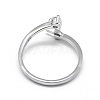 Rhodium Plated 925 Sterling Silver Finger Ring Components STER-P042-24P-3