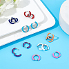 7 Pairs 7 Colors 304 Stainless Steel Chunky Huggie Hoop Earrings with Enamel for Women EJEW-DC0001-19-4