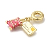 Brass Enamel European Dangle Charms KK-R002-22G-01-2
