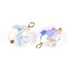 Electroplate Glass Flower Charms STAS-N110-15G-2