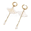 Freshwater Shell & Brass & 304 Stainless Steel Hoop Dangle Earrings EJEW-JE07258-4