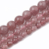Natural Dyed Strawberry Quartz Beads Strands X-G-S295-15-6mm-1-2