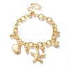 Starfish & Shell Shape & Fish Brass Charm Bracelets BJEW-L696-023G-1