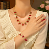 2 Styles Strawberry Cherry Iron Acrylic Pendant Necklaces & Dangle Earrings & Bracelets Set for Girl SJEW-HY0001-05-5