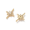 Brass Micro Pave Clear Cubic Zirconia Connector Charms KK-P355-28G-2
